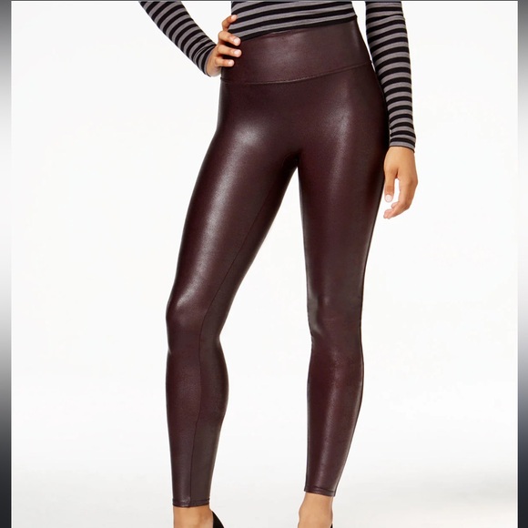 SPANX Pants - Spanx Faux Leather Leggings Burgundy